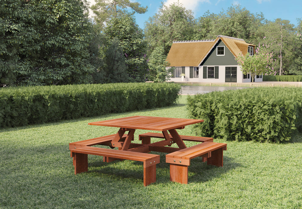 Hardhouten picknicktafel vierkant Premium