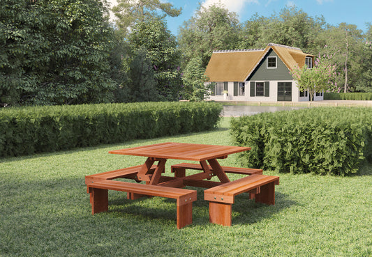 Hardhouten picknicktafel Vierkant