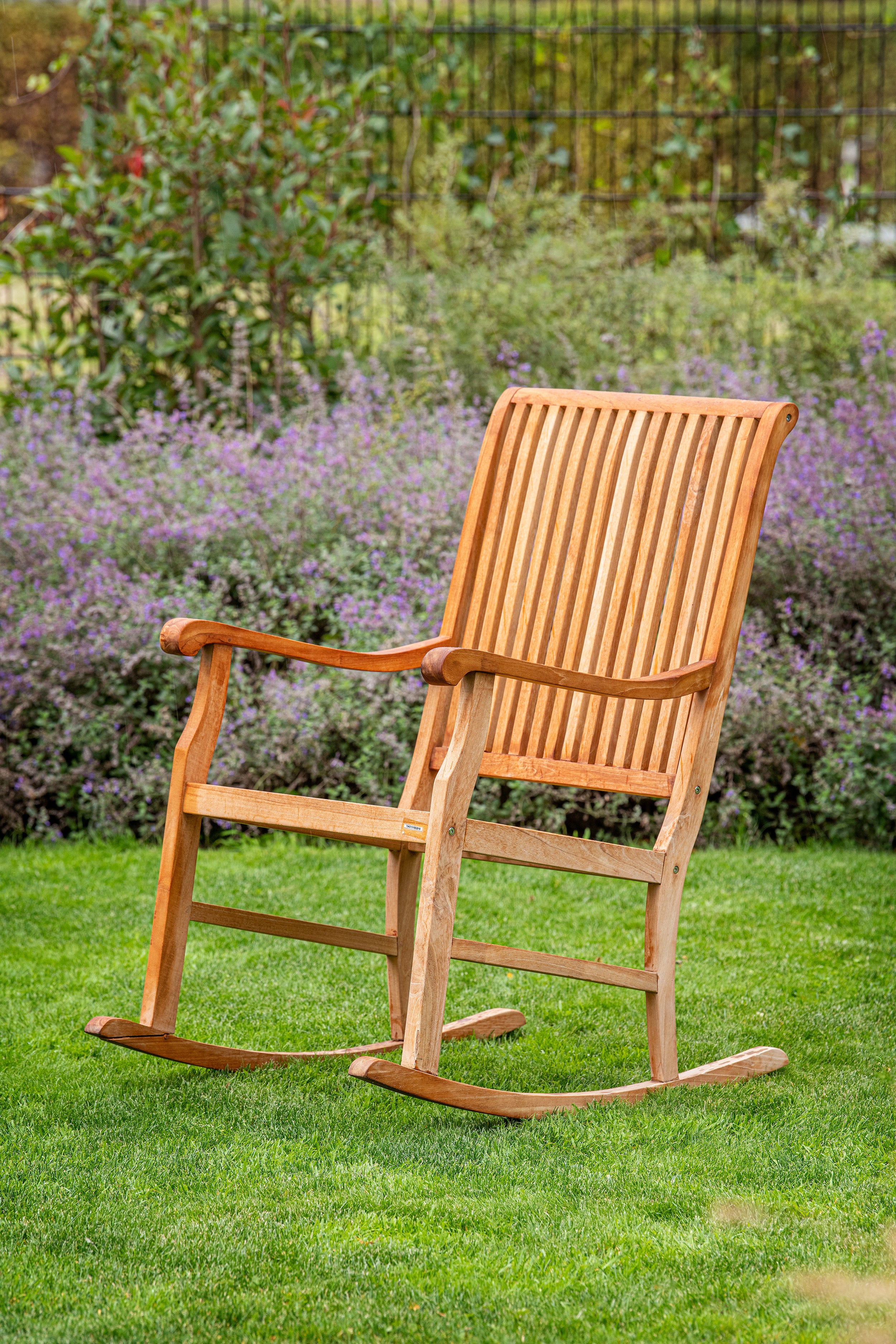 Teak schommelstoel