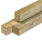 Grenen paal 6,8 x 6,8 x 240 cm, vers, groen geïmpregneerd, geschaafd, 4 ronde hoeken