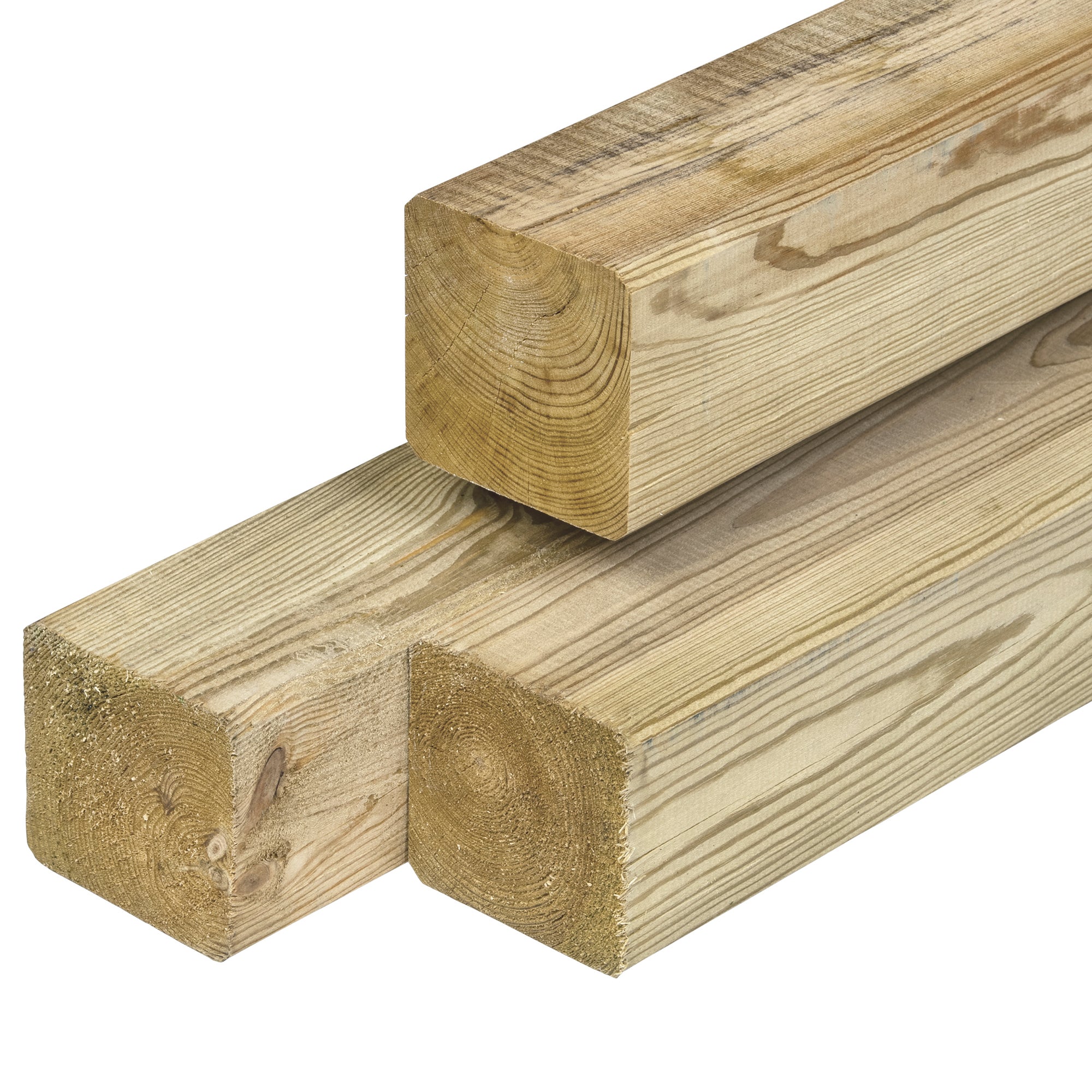 Grenen paal 8,8 x 8,8 x 300 cm, vers, groen geïmpregneerd, geschaafd, 4 ronde hoeken