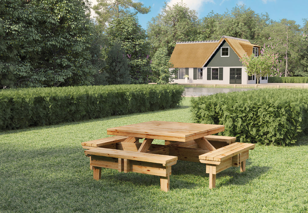 Picknicktafel vierkant Classic, vuren gedroogd, groen geïmpregneerd