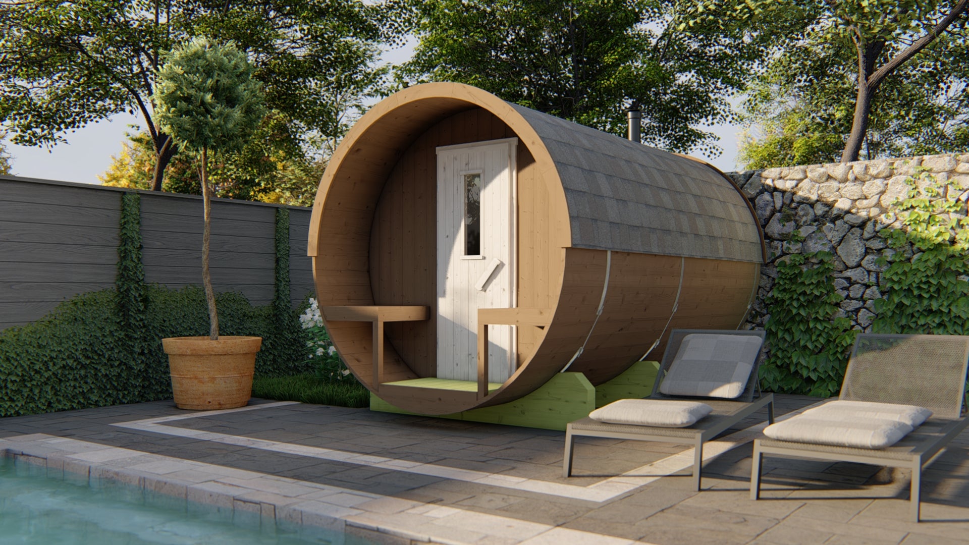 Saunabarrel | Ø205 x 350 cm | 38 mm | onbehandeld vuren