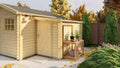 Blokhut - Tuinhuis Aanbouw | 28 mm | vuren bruin geïmpregneerd