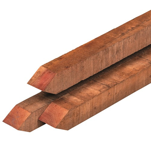 Angelim vermelho hardhout paal 6,0 x 6,0 x 200 cm fijnbezaagd, gepunt