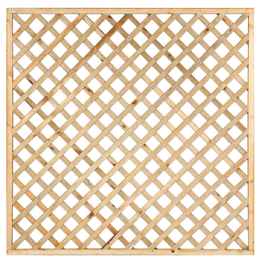 Trellis met lijst, diagonale lamellen grenen groen geïmpregneerd H180 x B180 cm