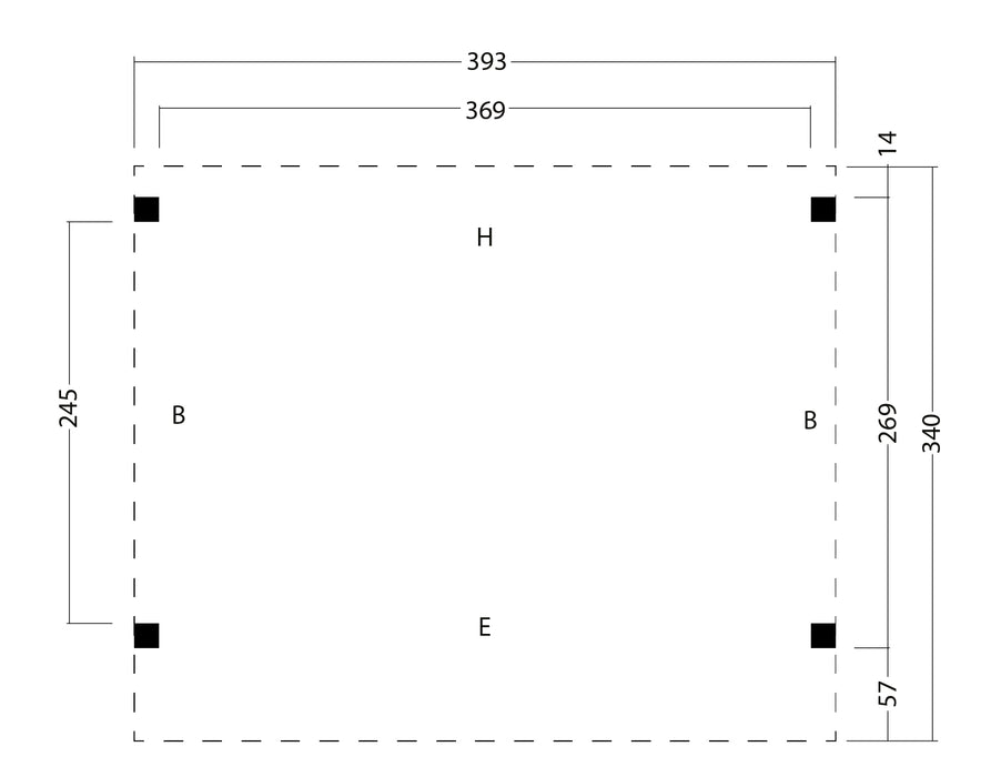 Kapschuur Economy basispakket Red Class Wood 400 x 300 cm