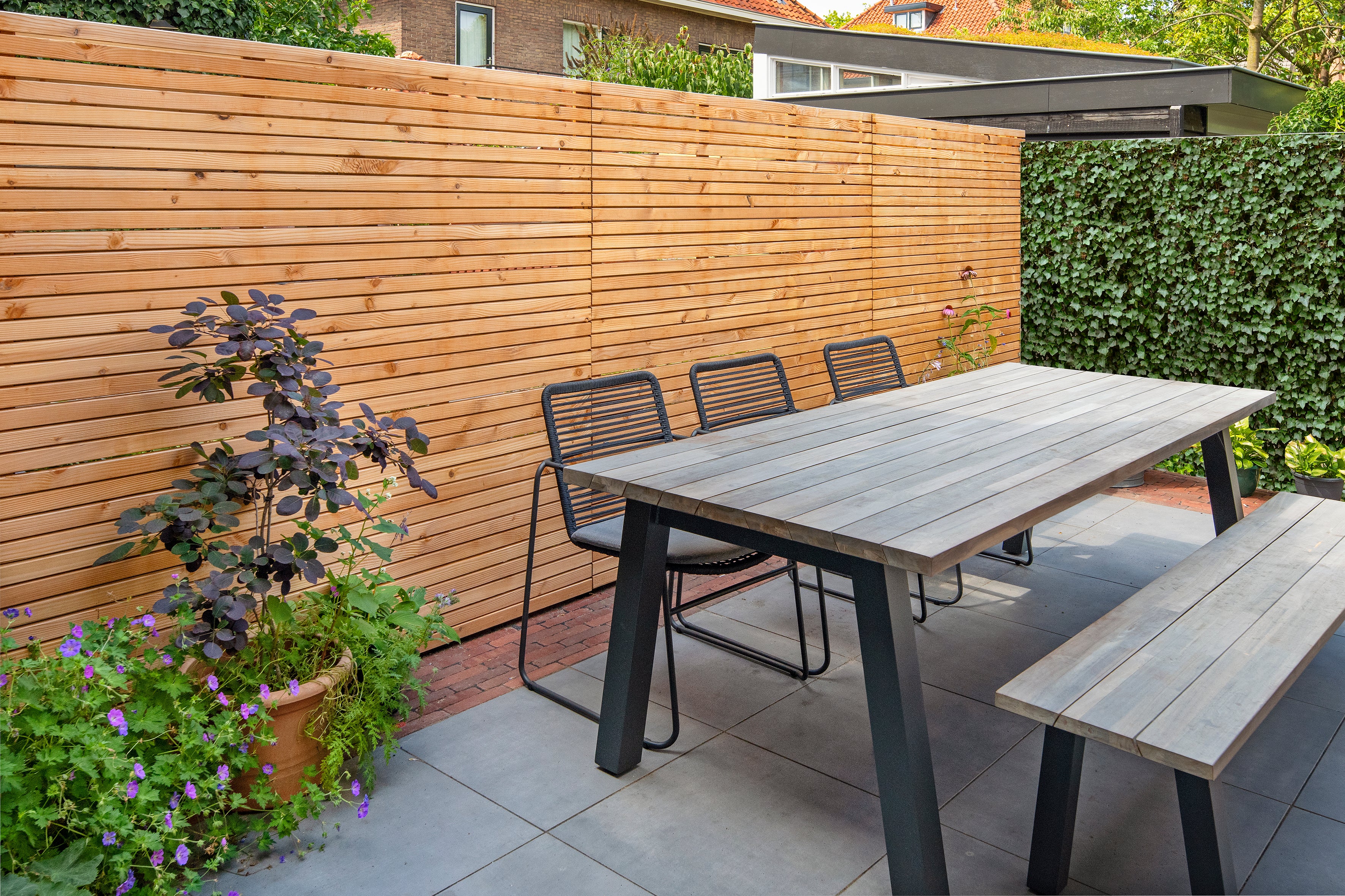 Rhombusscherm Klagenfurt, douglas, RVS-geschroefd, enkelzijdig bekleed, 30-planks 180 x 180 cm