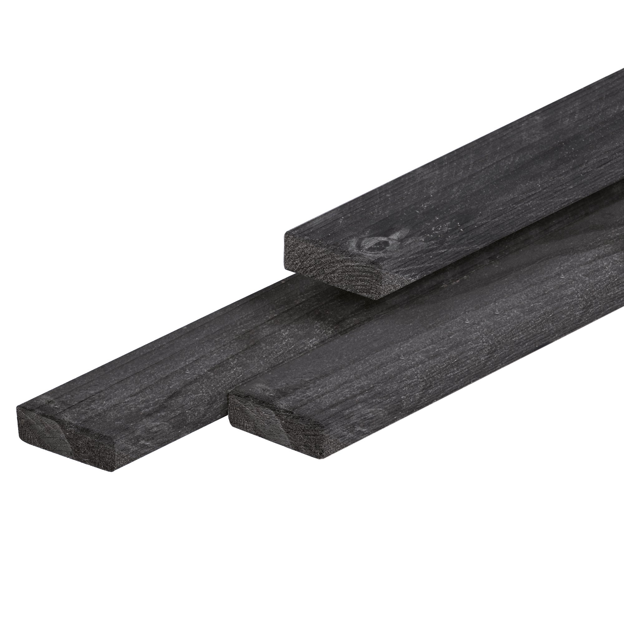 Douglas regel 2,1 x 4,5 x 300 cm, vers, zwart geïmpregneerd, fijnbezaagd, scherpkantig