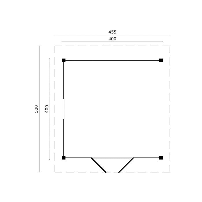 DHZ Zadeldak Tubbergen geschaafd douglas 400 x 400 cm zwart gespoten