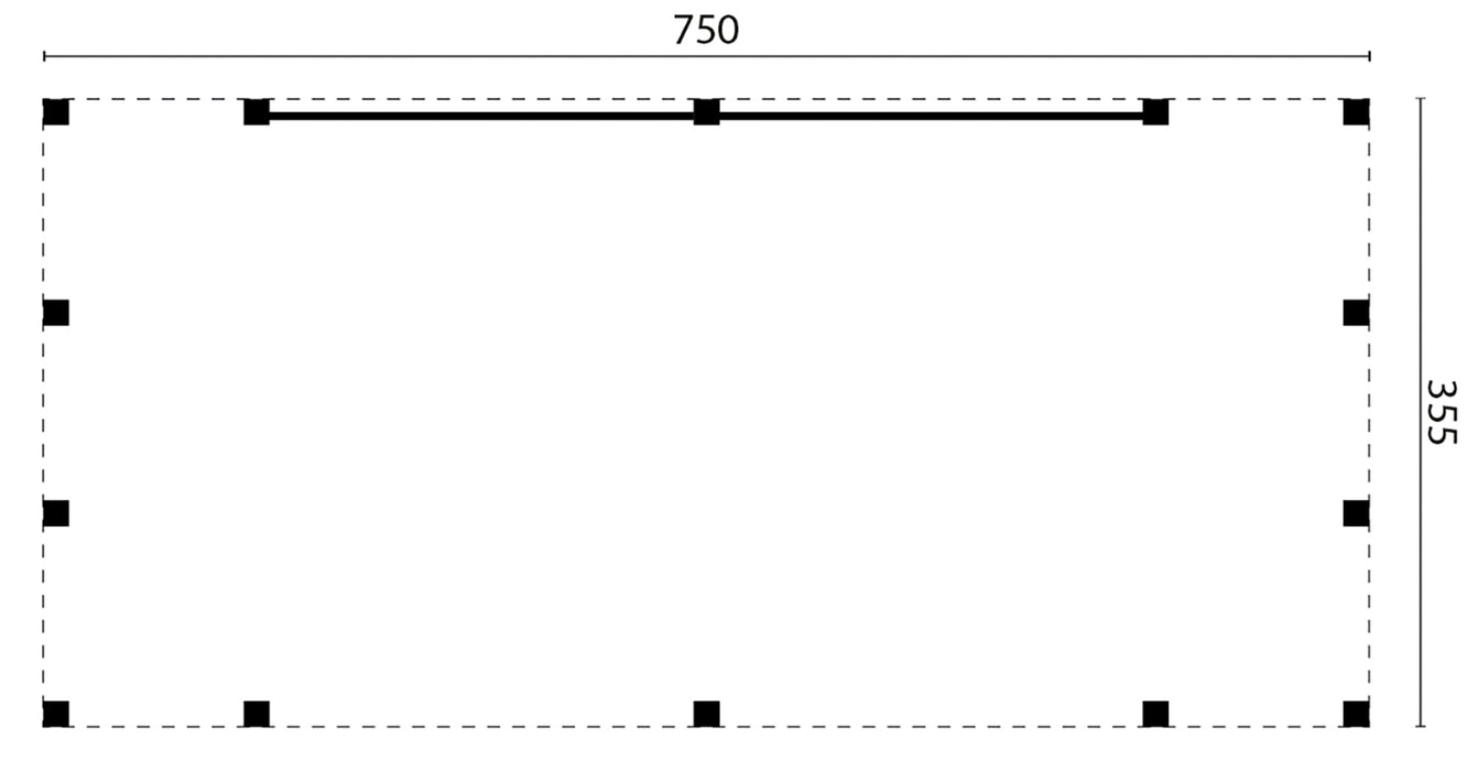 DHZ Plat dak Brammelo geschaafd douglas 750 x 355 cm zwart gespoten