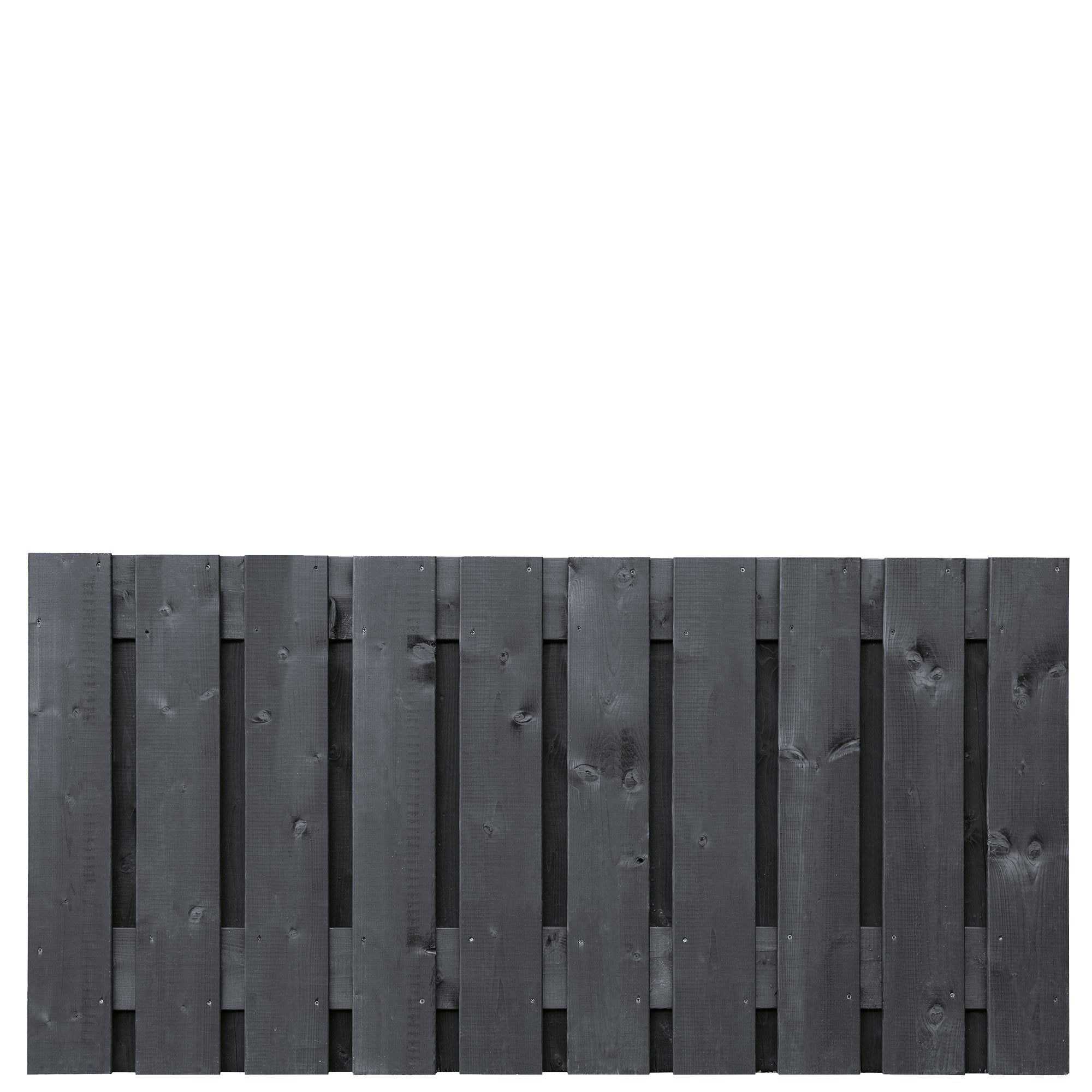 Tuinscherm Stuttgart, zwart gespoten vuren, RVS-geschroefd, 21-planks (19+2) 180 x 90 cm