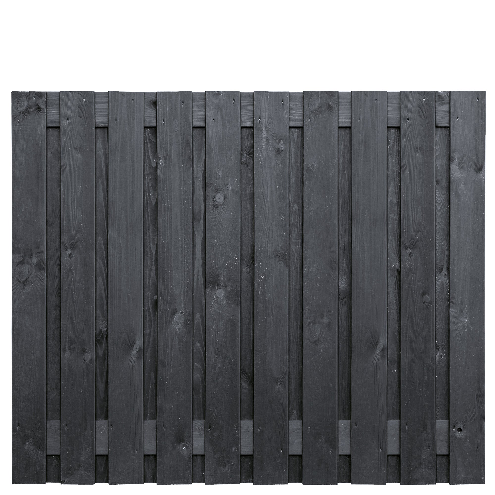 Tuinscherm Stuttgart, zwart gespoten vuren, RVS-geschroefd, 21-planks (19+2) 180 x 150 cm