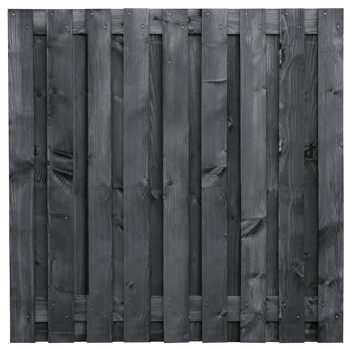 Tuinscherm Douglas zwart geïmpregneerd, 19-planks (17 + 2) Karin 180 x 180 cm