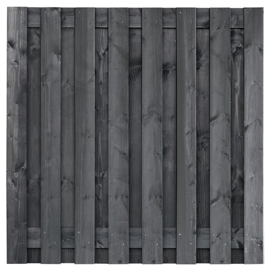 Tuinscherm grenen zwart geïmpregneerd, 17-planks (15 + 2) Dalen 180 x 180 cm