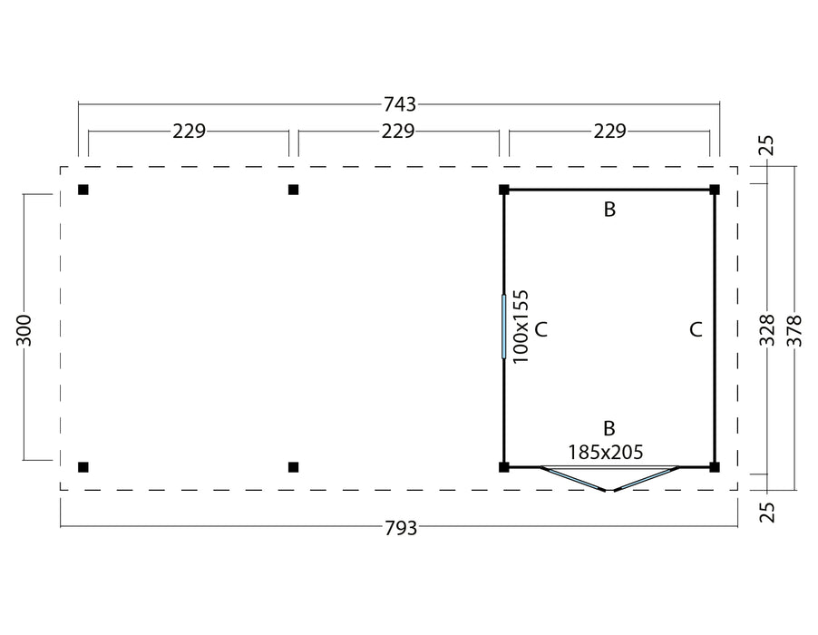 Platdak Odense XL Samenstelling 7 Red Class Wood zwart gespoten