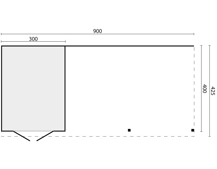 DHZ verblijf Wierden 900 x 400 cm incl. dubbele deur, verticale wanden onbehandeld