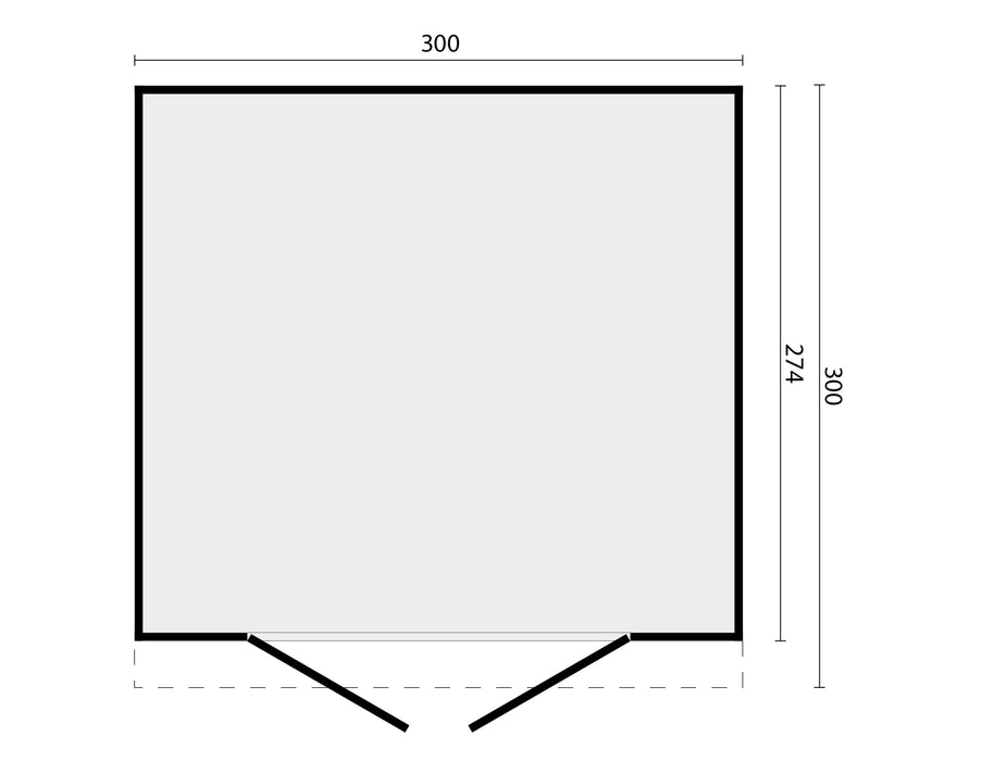 DHZ berging Almelo 300 x 300 cm incl. dubbele deur, verticale wanden zwart geïmpregneerd