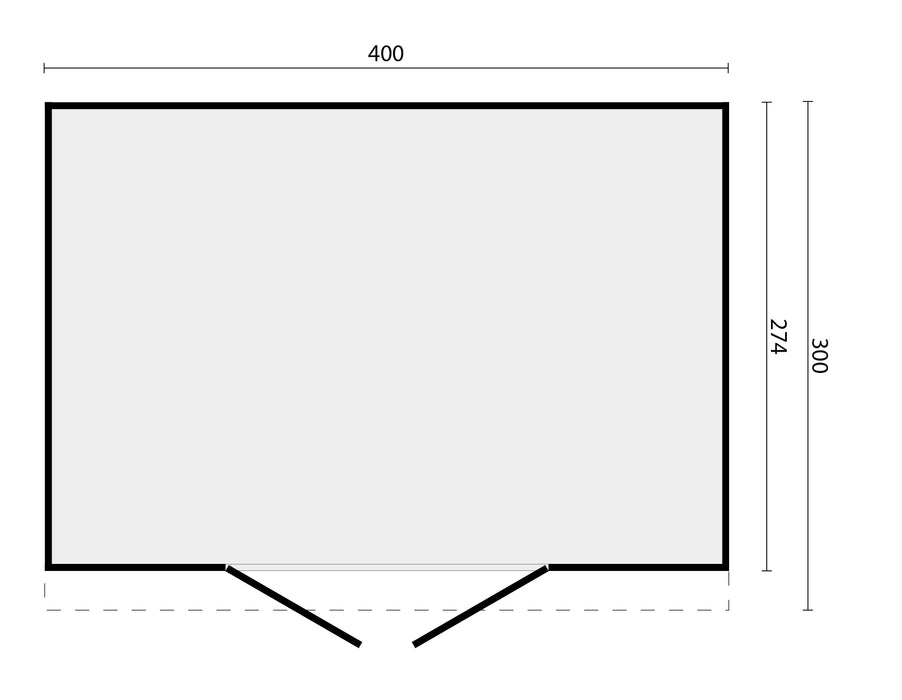 DHZ berging Enter 400 x 300 cm incl. dubbele deur, verticale wanden zwart geïmpregneerd