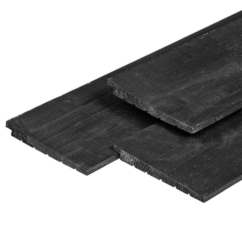 Douglas zweeds rabat excellent 1,2/2,7 x 19,5 x 500 cm, vers, zwart gespoten, geschaafd, scherpkantig, 1 zijde 2 groeven