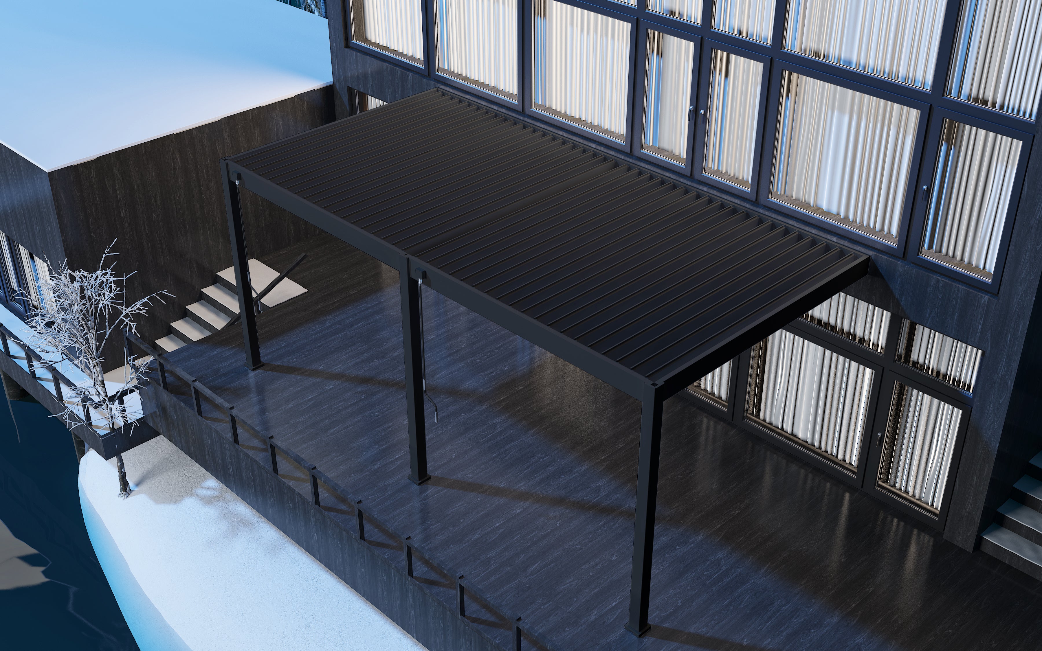 Aluminium overkapping Toronto Wand 360 x 530 x 255 cm antraciet