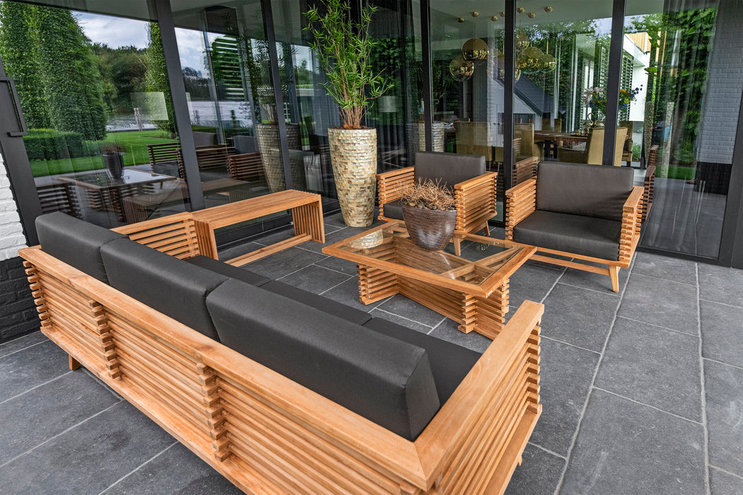 Teak loungeset Riverside tafel met glasplaat