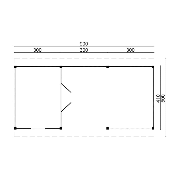 DHZ Plat dak Nijverdal Douglas 900 x 410 cm zwart geïmpregneerd