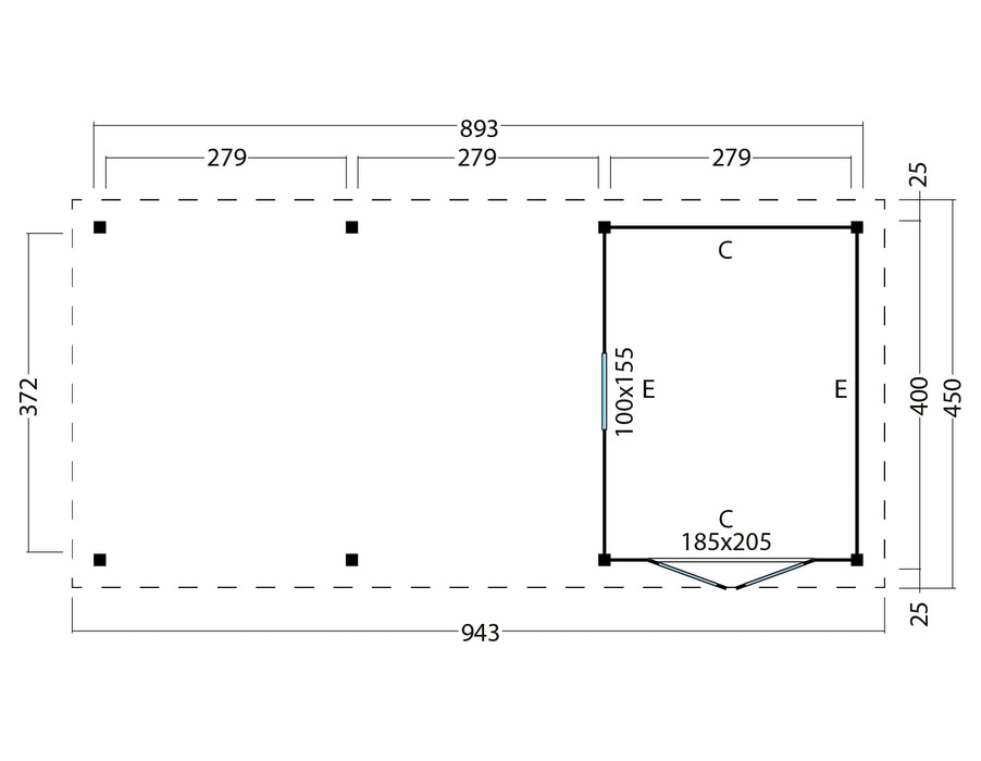 Platdak Odense XXL Samenstelling 7 Red Class Wood zwart gespoten