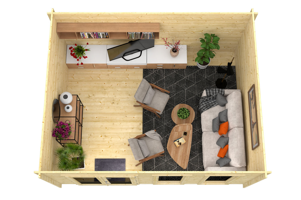 Blokhut - Tuinhuis Annabel | 40 mm | vuren grijs geïmpregneerd