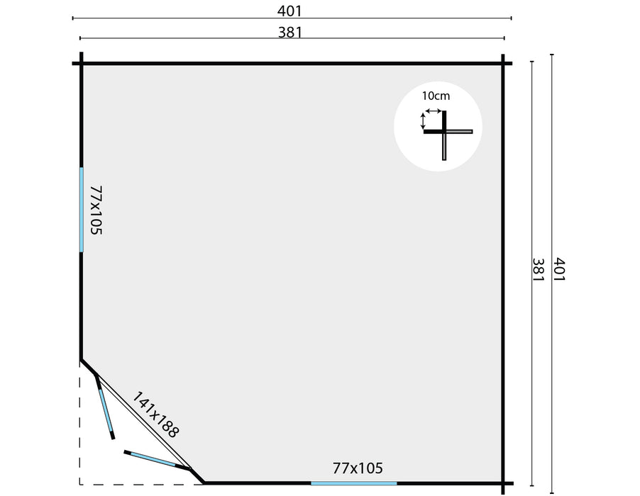 Blokhut - Tuinhuis Lotte | 44 mm | vuren onbehandeld
