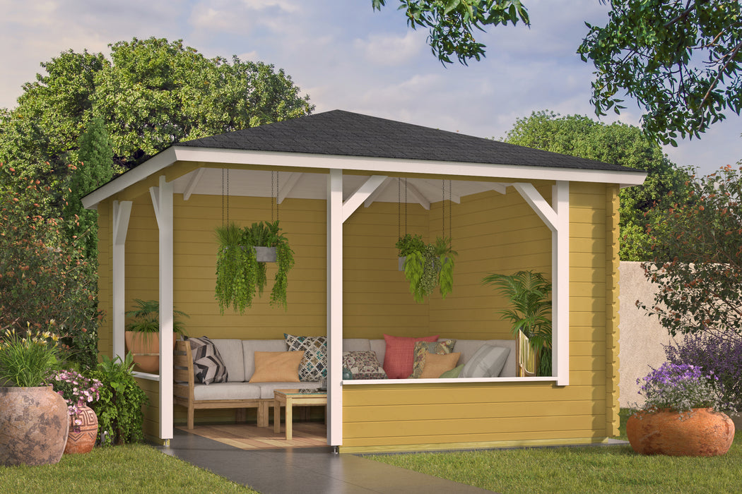 Blokhutprieel Mitch | 28 mm | vuren grijs geïmpregneerd