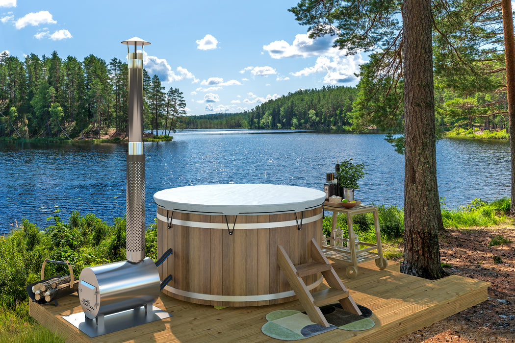 Hottub met externe RVS kachel Ø180 cm Thermowood