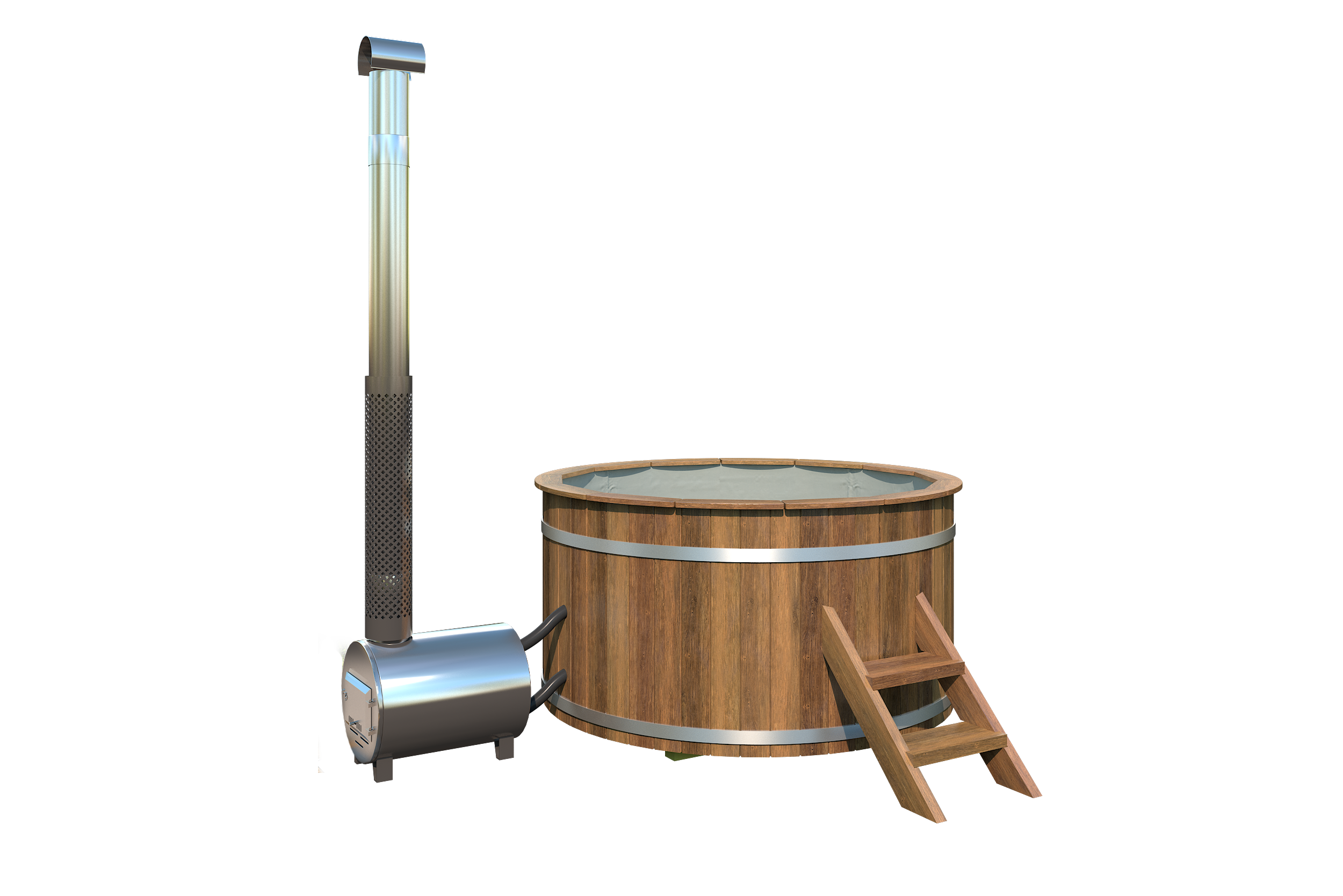 Hottub met externe RVS kachel Ø180 cm Thermowood