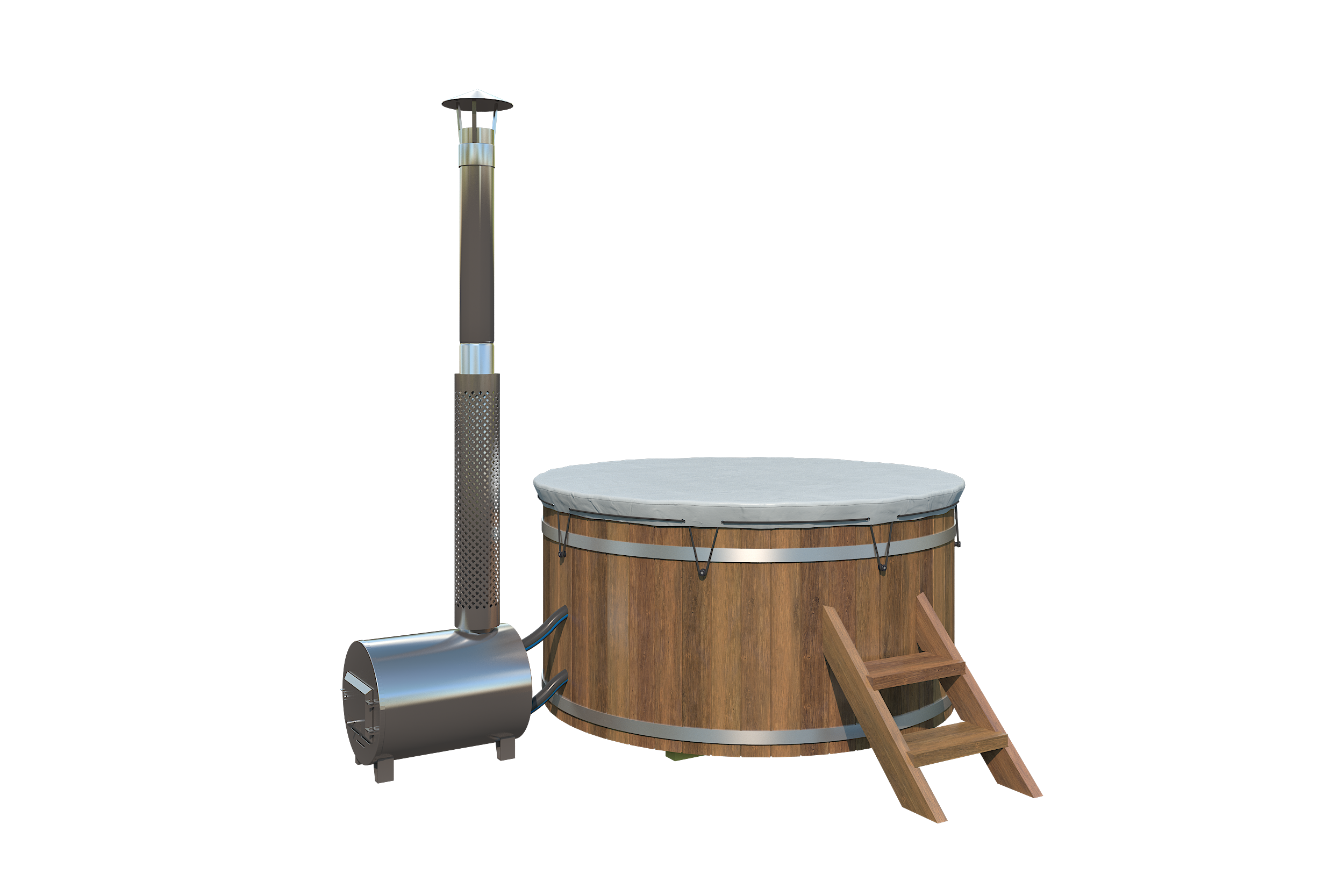 Hottub met externe RVS kachel Ø180 cm Thermowood