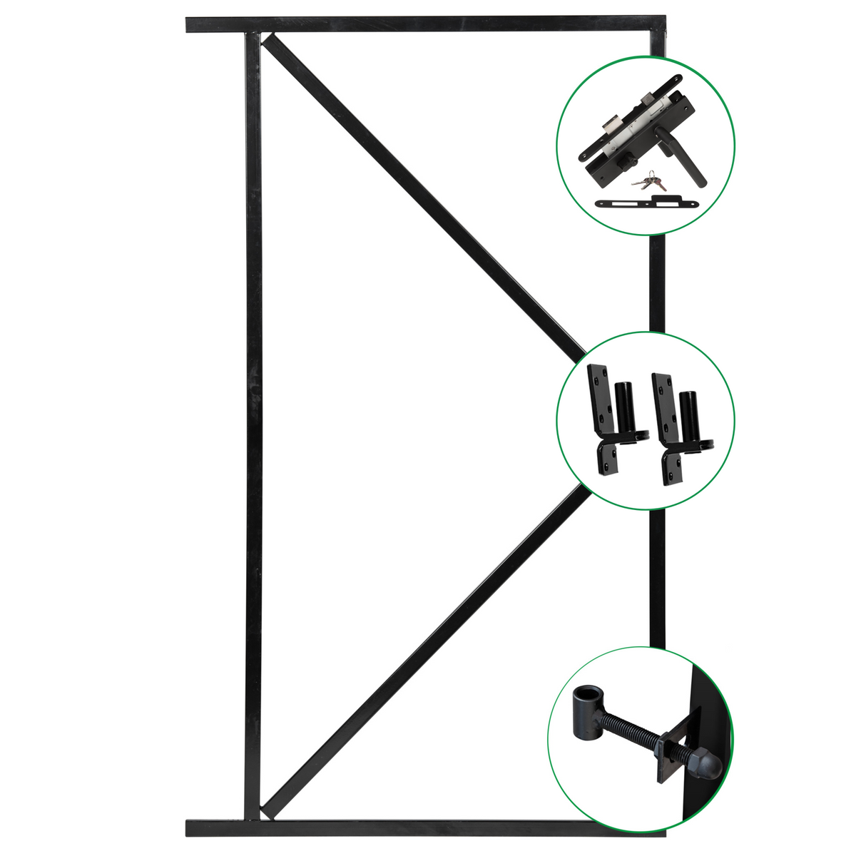 IJzeren deurframe incl. luxe inbouwslotset zwart H155xB120cm | zwart gespoten