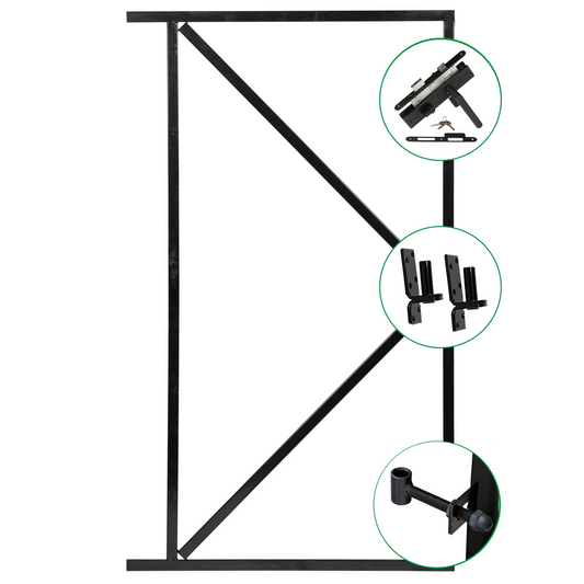 IJzeren deurframe incl. luxe inbouwslotset zwart H155xB100cm | zwart gespoten