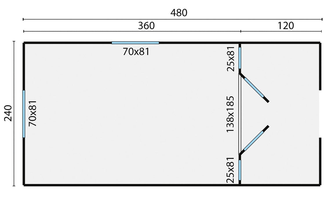 Circuswagen Paddy | 19mm | vuren onbehandeld | 480 x 240 cm | excl. onderstel