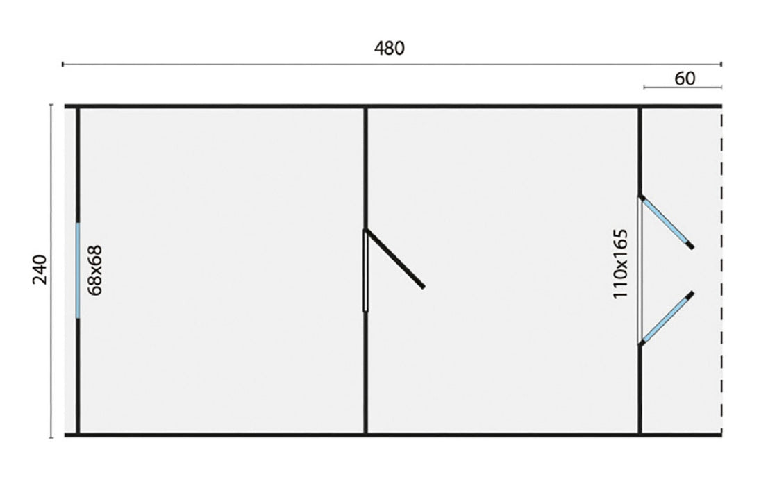 Camping POD 480 | 28 mm | vuren onbehandeld