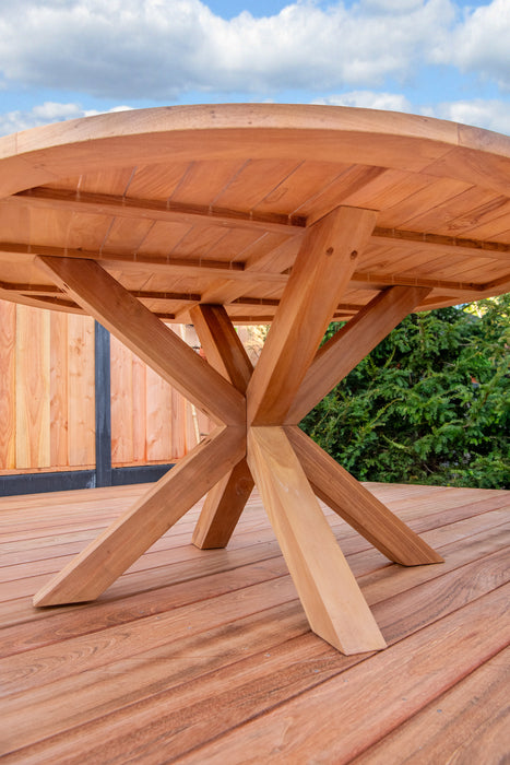 Tuintafel teak rond met kruispoot diameter 150 cm