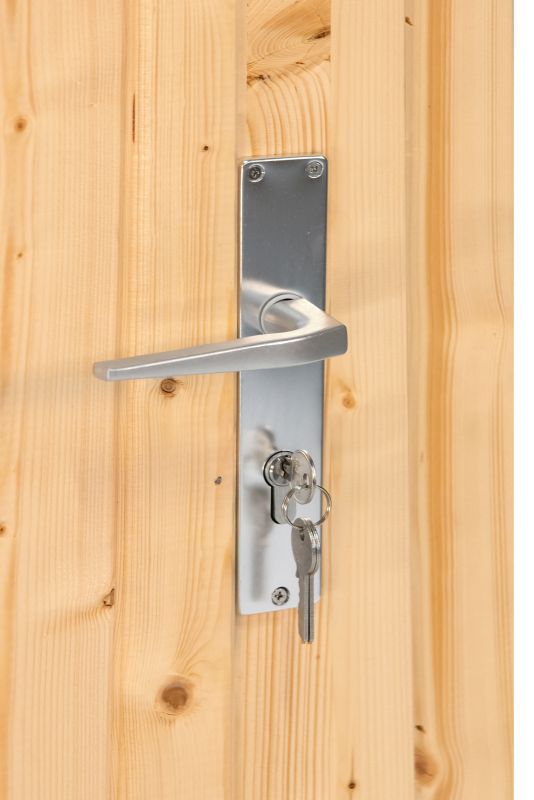 Dubbele deur+kozijn, vuren, enkel glas D1