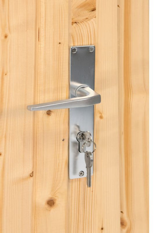 Dubbele deur+kozijn, vuren, enkel glas D1