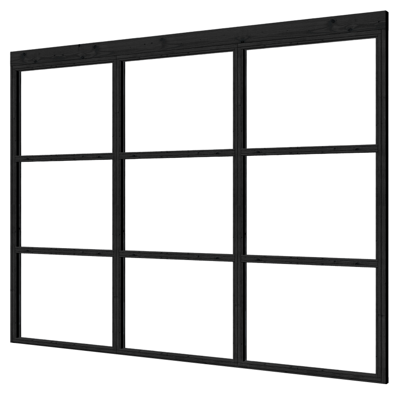 Complete set steellook glaswand zwart 298 x 224 cm