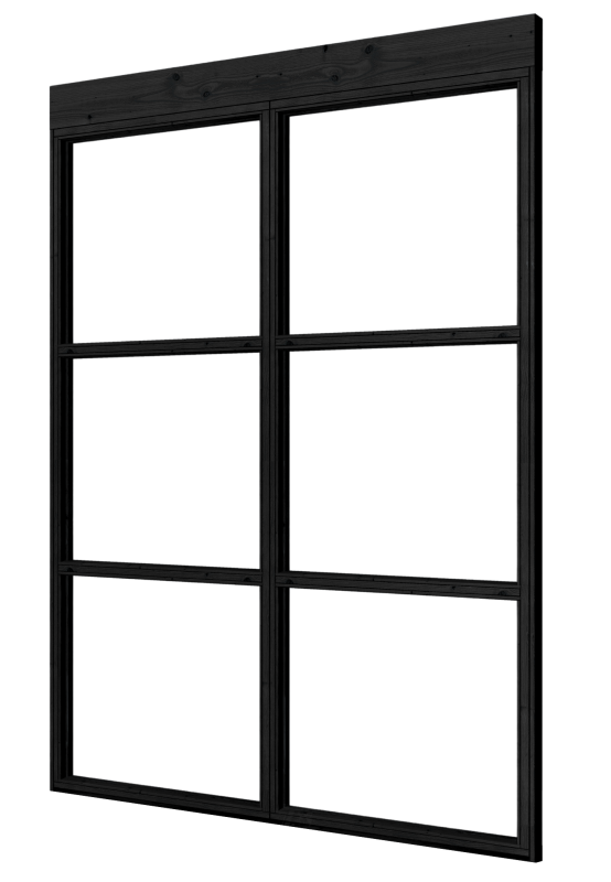 Complete set steellook glaswand zwart B90 x H224 cm (2x wand van 45 cm)