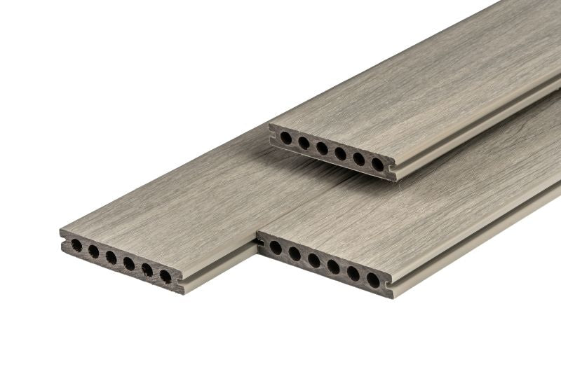 PuraShield composiet vlonderplank 2,3 x 13,8 x 300 cm, light grey, semi-massief, fijne houtnerf, clip systeem