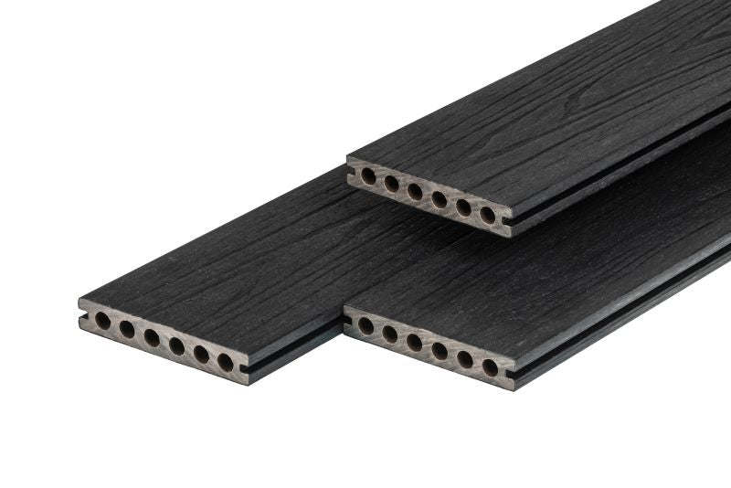 PuraShield composiet vlonderplank 2,3 x 13,8 x 400 cm, ebony black, semi-massief, fijne houtnerf, clip systeem