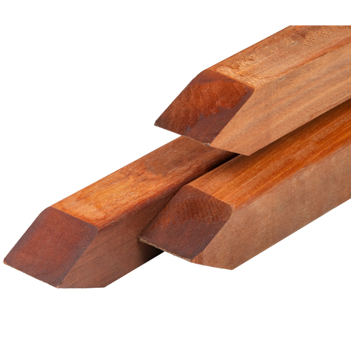 Azobé hardhout paal 6,5 x 6,5 x 300 cm geschaafd, gepunt, 4 ronde hoeken