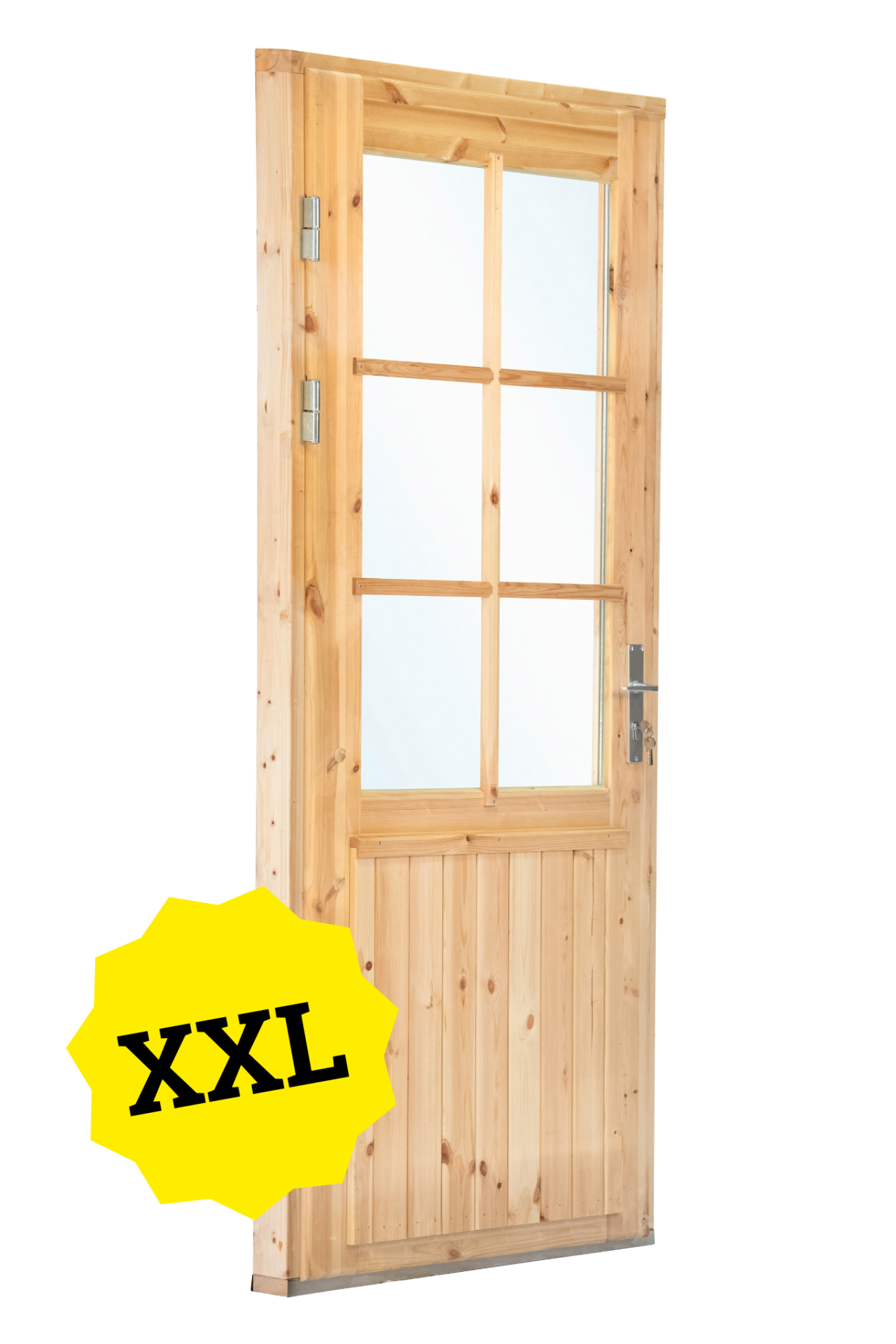 Deur enkel met raam XXL rechtsdraaiend, vuren 106,5 x 215 cm