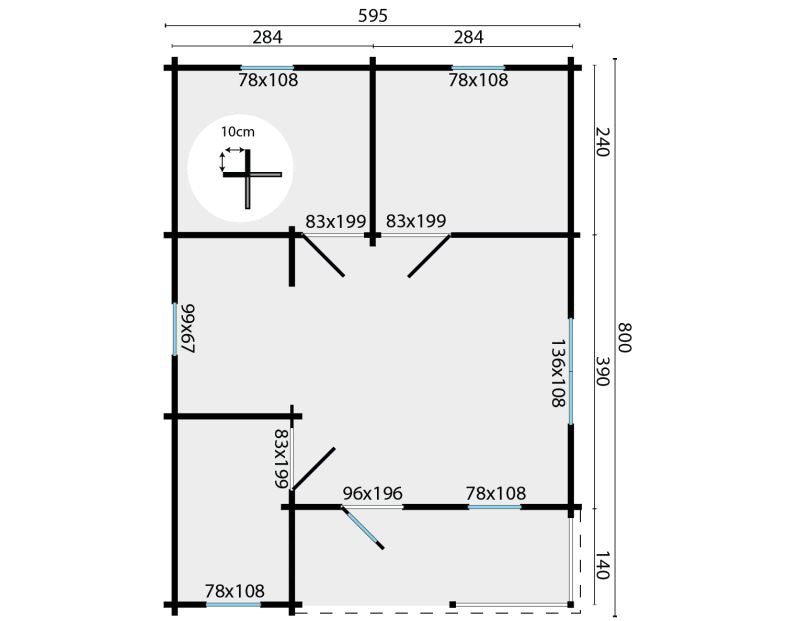 Blokhut - Tuinhuis Kay | 70 mm | vuren onbehandeld