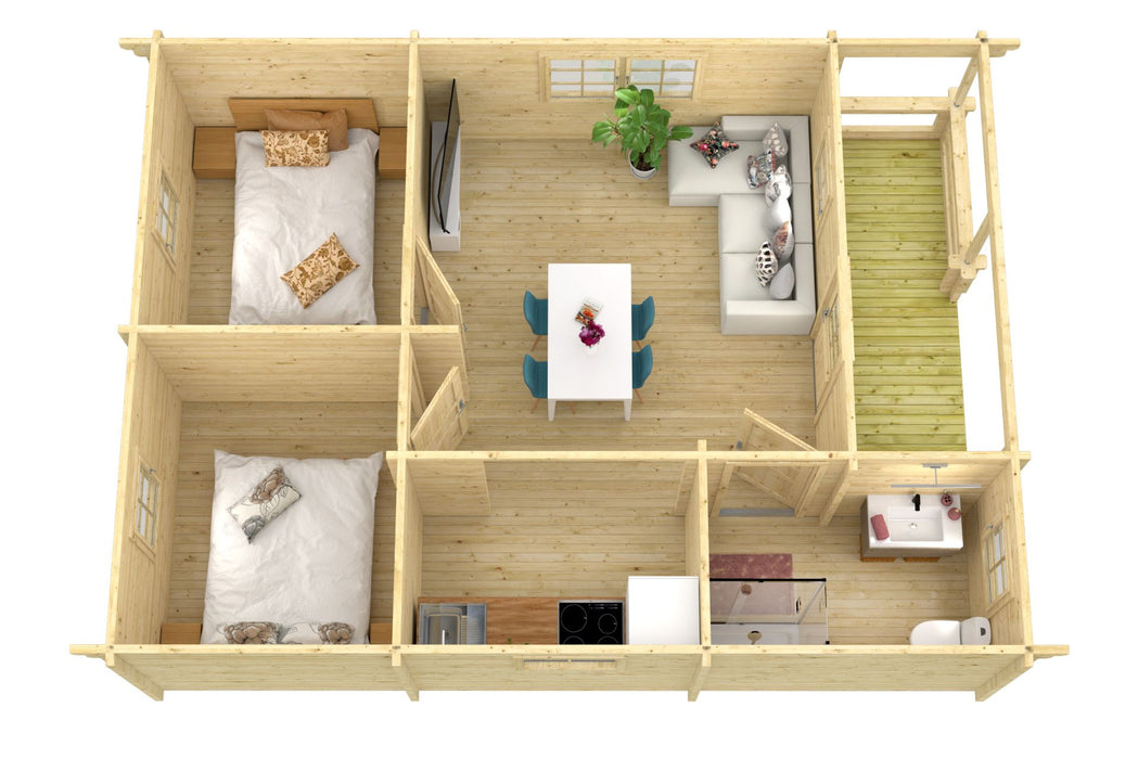 Blokhut - Tuinhuis Kay | 70 mm | vuren onbehandeld