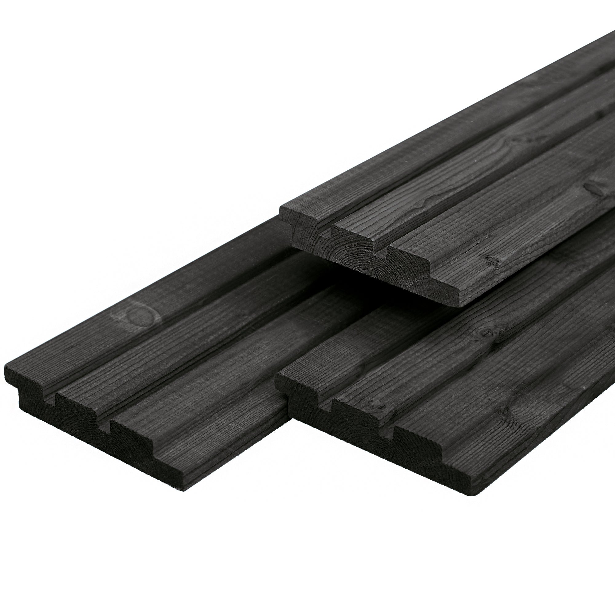 Douglas triple profiel 1,9 x 13,0 x 500 cm, gedroogd, zwart gespoten, geschaafd